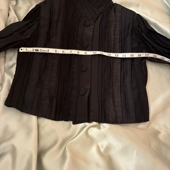Hulda Bridgeman Design Wearable Art Black Silk Size 0 Petite Jacket Handmade EUC - Picture 11 of 16